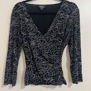 Dressbarn Womens Sparkle Top Medium Y2K Disco Ruched Whimsigoth Fairy Grunge.